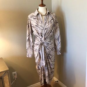 NWT Animal Print Gathered Shirt Dress